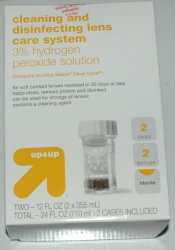Up&Up Cleaning and Disinfecting Lens Care system 3% Hydrogen Peroxide Solution 2×12 Fl Oz Includes 2 Contact Cases