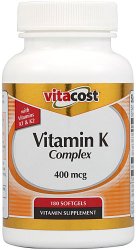 Vitacost Vitamin K Complex with K1 & K2 — 400 mcg – 180 Softgels