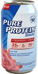 Worldwide Nutrition – Pure Protein Shake 35 Grams Protein, Strawberry Cream 11oz (Pack of 12)