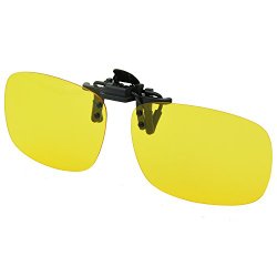 Yellow Night Vision Retro Polarized Clip-on Flip-up AVIATOR Plastic Sunglasses Driving Traveling-5.3X2.4X1.4 INCH