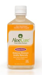 AloeCure Pure Aloe Vera Juice for Bouts of Acid Reflux, Heartburn, and IBS Grape, 16.7 fl oz, 1 Bottle