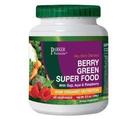 Berry Green Superfood with Goji, Acai & Raspberry, Raw Organic Nutrition- Vegan & Gluten Free – 240 Grams