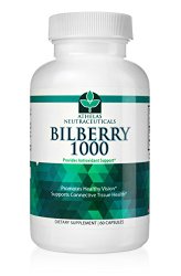 Bilberry Extract 1000mg – Premium Eye Support – Supports Healthy Circulation – Helps With Red Eyes, Irritation – Top Quality Natural Bilberry Powder Capsules