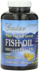 Carlson Labs Very Finest Norwegian Liquid Fish Oil, 1000mg, 120 Softgels