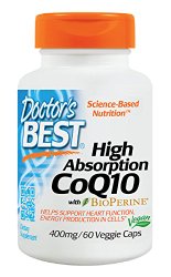 Doctor’s Best High Absorption CoQ10 (400 mg), Vegetable Capsules, 60-Count
