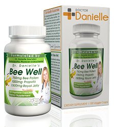 Dr. Danielle’s Bee Well (Royal Jelly 1500mg, Propolis 1000mg, Beepollen 750mg) in 4 Daily Capsules