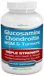 Glucosamine Chondroitin, MSM & Turmeric Dietary Supplement – 250 Capsules