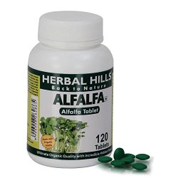 Herbal Hills Alfalfa 120 Tablets – Organic Green Food Supplement – 500mg Each Tablets