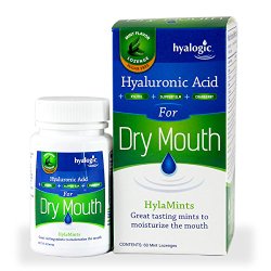 Hyalogic HylaMints – Hyaluronic Acid for Dry Mouth – Great Tasting Mints to Moisturize the Mouth – 60 Mint Lozenges