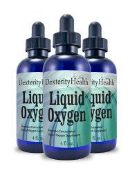 Liquid Oxygen Drops, Stabilized Oxygen Drops, Premium Concentrated Liquid Oxygen Supplement, Three 4 oz Bottles