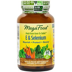MegaFood – E & Selenium, Provides Potent Antioxidant Protection for Life, 60 Tablets (Premium Packaging)