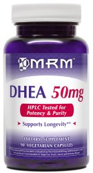 MRM Micronized DHEA Vegetarian 50 mg Caplets, 90-Count Bottles