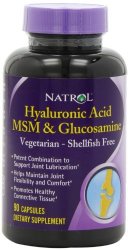 Natrol Vegetarian Hyaluronic Acid MSM and Glucosamine, 90 Capsules (Pack of 2)