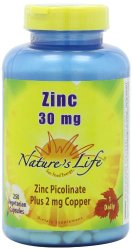 Nature’s Life Zinc Picolinate Capsules, 30 Mg, 250 Count