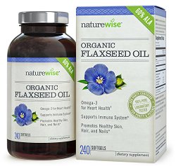 NatureWise Organic Non-GMO Flaxseed Oil, #1 Omega-3 Flax Seed Oil Softgels, 1000 mg, 240 count