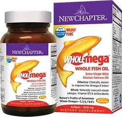 New Chapter Wholemega, Whole Fish Oil with Omegas and Vitamin D3 – 180 ct,1000 mg.