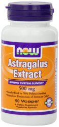 Now Foods Astragalus 70% Extractract 500mg, Veg-capsules, 90-Count