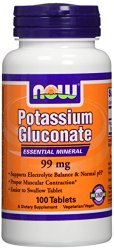 Now Foods Potassium Gluconate 99mg, Tablets, 100-Count