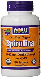 Now Foods Spirulina Certified Organic Tablets, 1000 mg, 120 Count