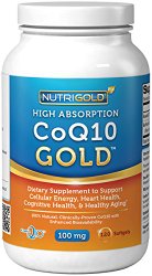 Nutrigold CoQ10 Gold (High Absorption) (Clinically-proven KanekaQ10), 100 mg, 120 softgels