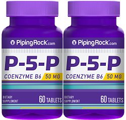 P-5-P (Pyridoxal 5-Phosphate) Coenzymated Vitamin B-6 50 mg 2 Bottles x 60 Tablets
