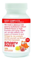 SmartyPants Gummy Vitamins with Omega 3 Fish Oil and Vitamin D, 120 Count