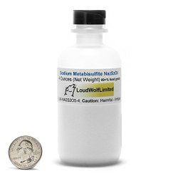 Sodium Metabisulfite (Na2S2O5) 1/4 Pound by weight in Sturdy HDPE plastic bottle 99% Ultra Pure from USA