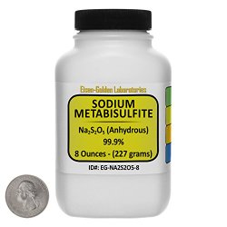 Sodium Metabisulfite [Na2S2O5] 99.9% ACS Grade Powder 8 Oz in a Space-Saver Bottle USA