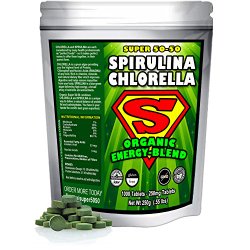 Spirulina Chlorella Super 50-50 Organic Energy-Blend (1000 Tablets)