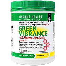 Vibrant Health – Green Vibrance – Plant-Based Daily Superfood + Probiotics and Digestive Enzymes, 60 servings (FFP)