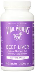 Vital Proteins Pasture-Raised, Grass-Fed Beef Liver (120 Capsules, 750mg each)