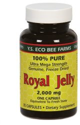 YS Organics Royal Jelly/Honey Bee – Royal Jelly, 2000 mg, 35 capsules