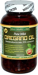100% Pure Wild Oregano Oil – 120 Liquid Veggie Capsules – Standardized Extract with 32 mg of Carvacrol (over 70%), by Gold Source Labs