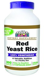 21st Century Red Yeast Rice Extract Veg-Capsules, 300-Count