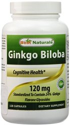 Best Naturals, Ginkgo Biloba Extract – Double Strength Ginkgo Biloba, 120mg, 120 Capsules