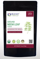 Blue Lily Organics Neem Leaf Powder – Certified Organic (1 Lb X 1 Pack)