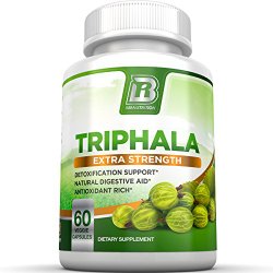 BRI Nutrition Triphala – 1000mg Veggie Himalaya Triphala Pure Extract Plus – 30 Day Supply – 60ct Veggie Capsules