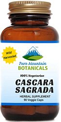 Cascara Sagrada. 90 Veggie Capsules. 400mg of Wild Harvest Cascara Sagrada Aged Bark and Flaxseed