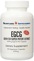 EGCG Green Tea Super Potent Extract | Unique 409mg EgCG per capsule | Polyphenols standardized to 98+% | Ultra pure extract will not upset your stomach.