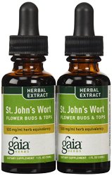 Gaia Herbs St. John’s Wort Flower Buds and Tops Supplement Bottle, 1 Ounce (Pack of 2)