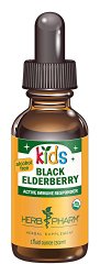 Herb Pharm Kids Certified-Organic Alcohol-Free Black Elderberry Glycerite Liquid Extract, 1 Ounce