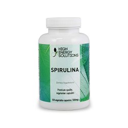 High Energy Solutions Premium Spirulina – 100% Pure 500 mg Per Capsule 120 Vegetarian Capsules USA 100% Guarantee