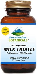 High Potency Milk Thistle. 90 Kosher Veggie Capsules. 450mg Organic Milk Thistle Seed and Extract
