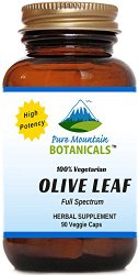 High Potency Olive Leaf. 90 Kosher Veggie Capsules 400mg Organic Olive Leaf Powder plus Potent Herb Extract