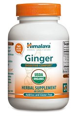 Himalaya Organic Ginger 60 Caplets for Digestive Comfort, Motion Sickness & Nausea 820mg