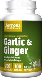 Jarrow Formulas Garlic and Ginger, 700 mg, 100 Capsules, (Pack of 2)