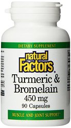 Natural Factors Turmeric and Bromelain (300mg/150mg) 450 mg total Capsules, 90-Count
