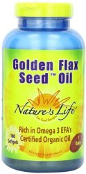 Nature’s Life Flax Seed Oil Softgels, Golden, 180 Count