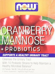 Now Foods Cran and Mannose with Probiotics Drink Sticks, 24 Count