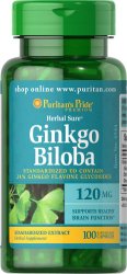 Puritan’s Pride Ginkgo Biloba Standardized Extract 120 mg-100 Capsules